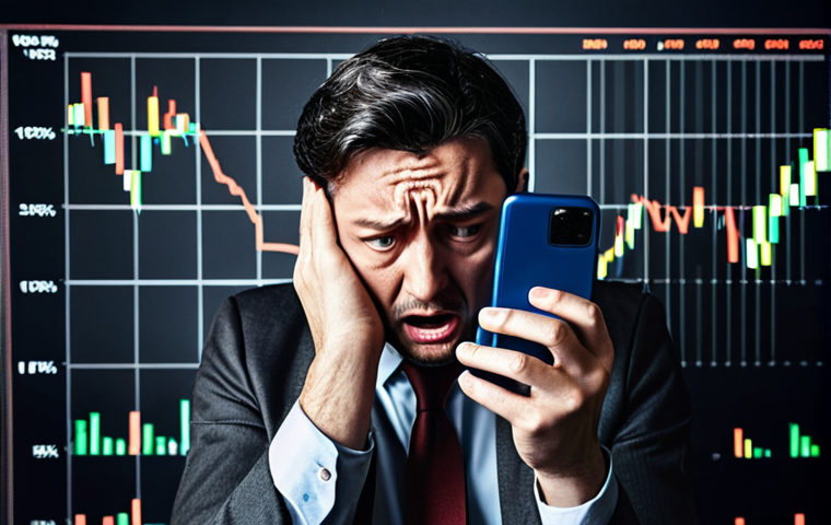 **Image Prompt:** A stressed investor overwhelmed by charts and graphs, clutching a smartphone displaying a rapidly declining stock value. Emphasize the feeling of panic and FOMO (Fear Of Missing Out). Style: Realistic, dramatic lighting, desaturated colors.