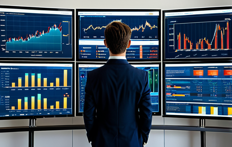 A professional financial analyst, fully clothed in a modest business suit, stands in a sophisticated modern financial office. The analyst is looking at multiple large screens displaying complex financial charts and dynamic visualizations of investment factors like value, growth, and momentum. The background shows a panoramic city view, symbolizing the global market. The image emphasizes the interconnectedness of market dynamics and the challenge of deciphering correlations. Natural pose, perfect anatomy, correct proportions, well-formed hands, proper finger count, natural body proportions. Professional photography, high quality, realistic, safe for work, appropriate content, family-friendly, fully clothed.