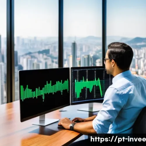 Home 31 팩터 투자에서의 기업가치 평가 방법 - A professional financial analyst seated at a modern desk in a bright office overlooking São Paulo’s ...
