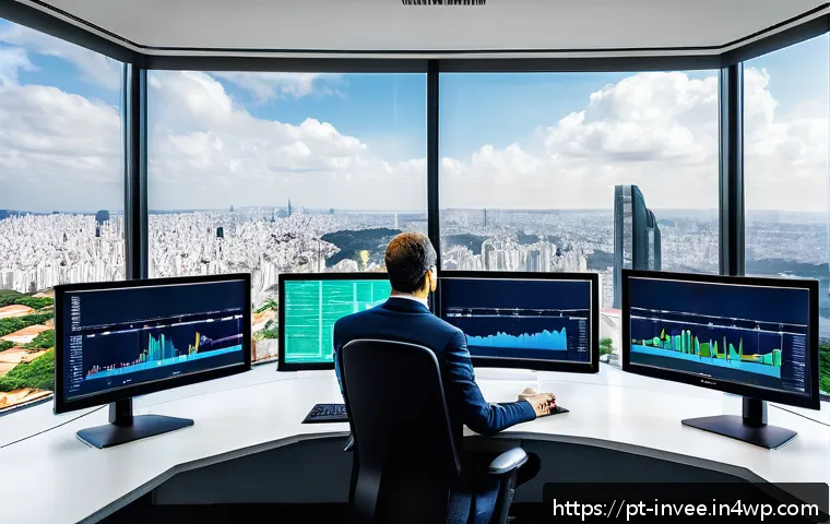 팩터 투자에서의 분기별 성과 분석 - A sophisticated financial analyst in a modern São Paulo office, reviewing colorful digital dashboard...