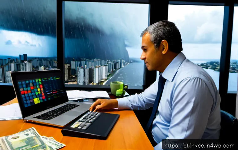 Home 17 팩터 투자 성공에 영향을 미치는 외부 요인 - Photorealistic Brazilian home office, middle-aged investor reviewing a clean factor-investing portfo...